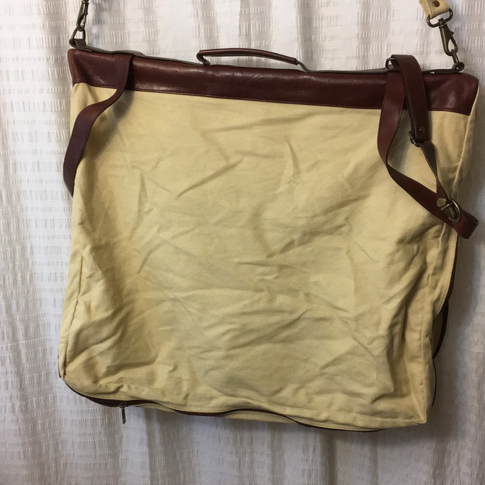 Leather and Canvas Tan garment bag.  Great condition!